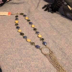 Lucky Brand Blue and Yellow Beaded Necklace